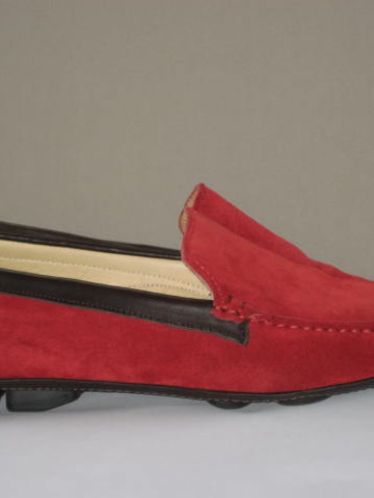 Patricia Green Sz 7 Italy Red Suede Driving Mocs Loafers All Leather Excellent — image 2 of 8